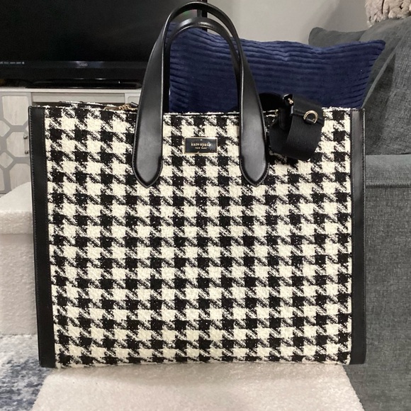 Kate Spade Black and Cream Houndstooth Manhattan - Picture 4 of 13